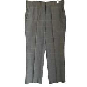 Vintage Corbin Natural Shoulder Dress Pants Men 32x28  Gray Plaid Union Made